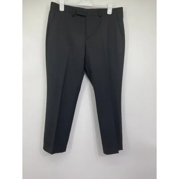 Marc Anthony Mens Gray Shadow Striped Suit Jacket 42R Wool Pants 36x32 - Picture 14 of 16